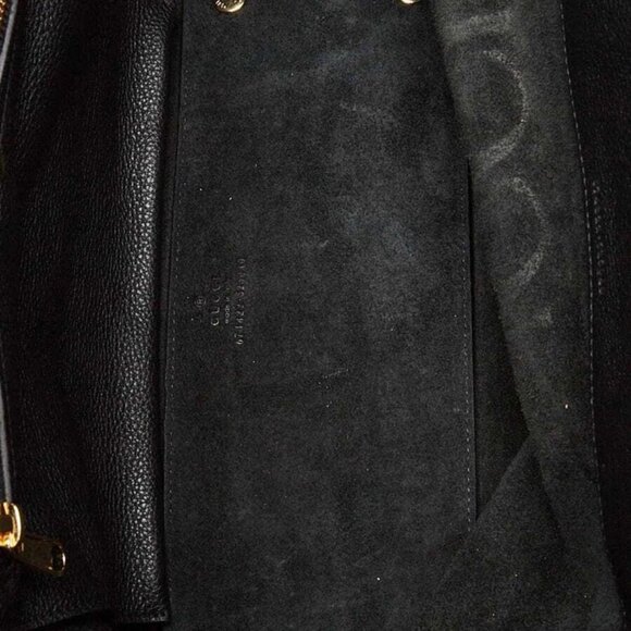 Gucci Black Pebbled Leather Small Logo Tote Bag - Picture 12 of 12